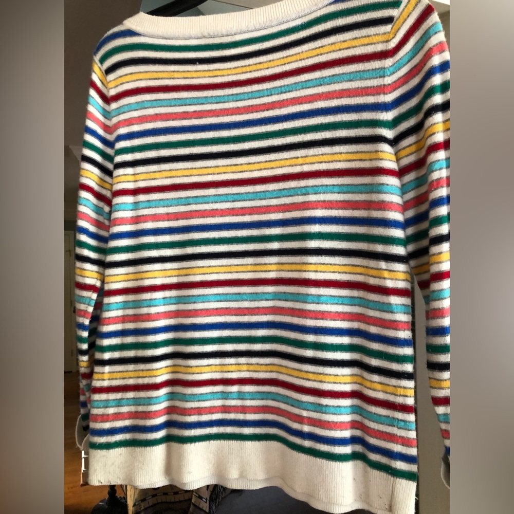TALBOT'S Multi Colored Horizontal Stripes Sweater Nylon & Lambs Wool Size Sp - Picture 2 of 2